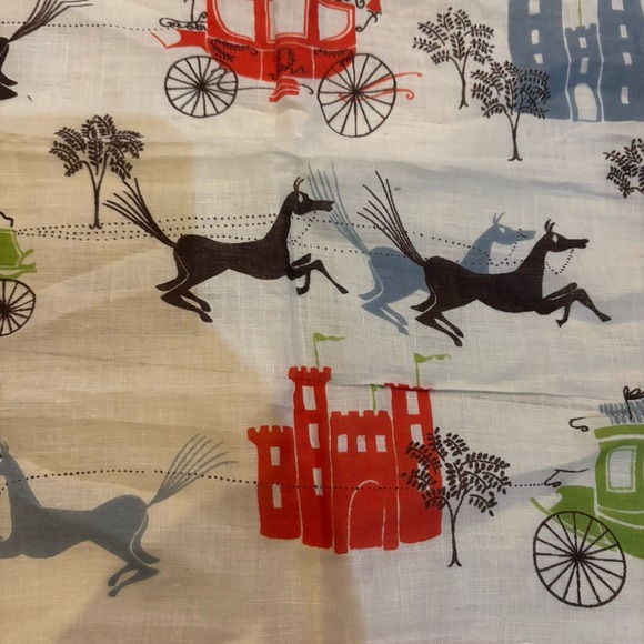 Kimball Pat Prichard Designer Hanky‎ Horses Carriages Castles Original Vintage - Picture 4 of 7